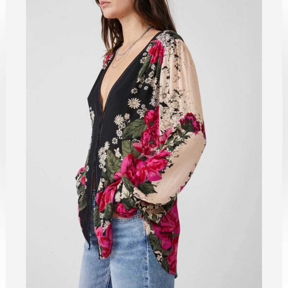 Free People Mikayla Printed Tunic floral Womens size XS